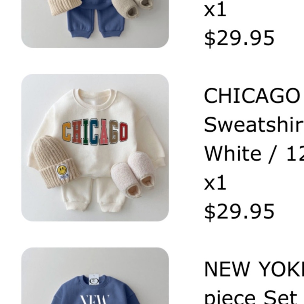 Mini Olie Chicago Baby 2pc Sweatshirt Set 12-18M White NWT